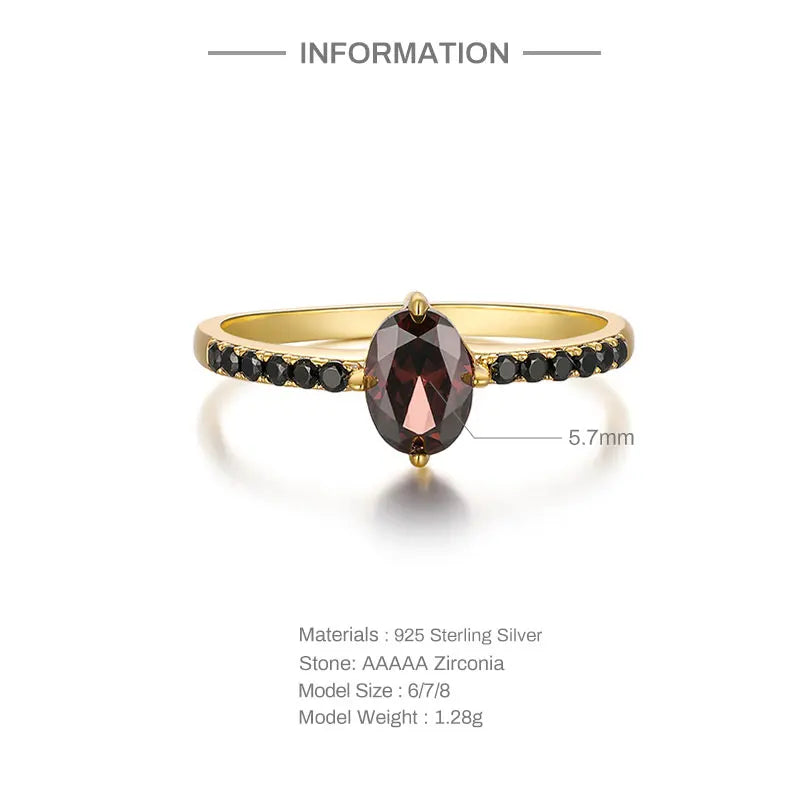 Exquisite Black Crystal Ring - 925 Sterling Silver AAAAA Zircon