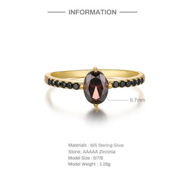 Exquisite Black Crystal Ring - 925 Sterling Silver AAAAA Zircon