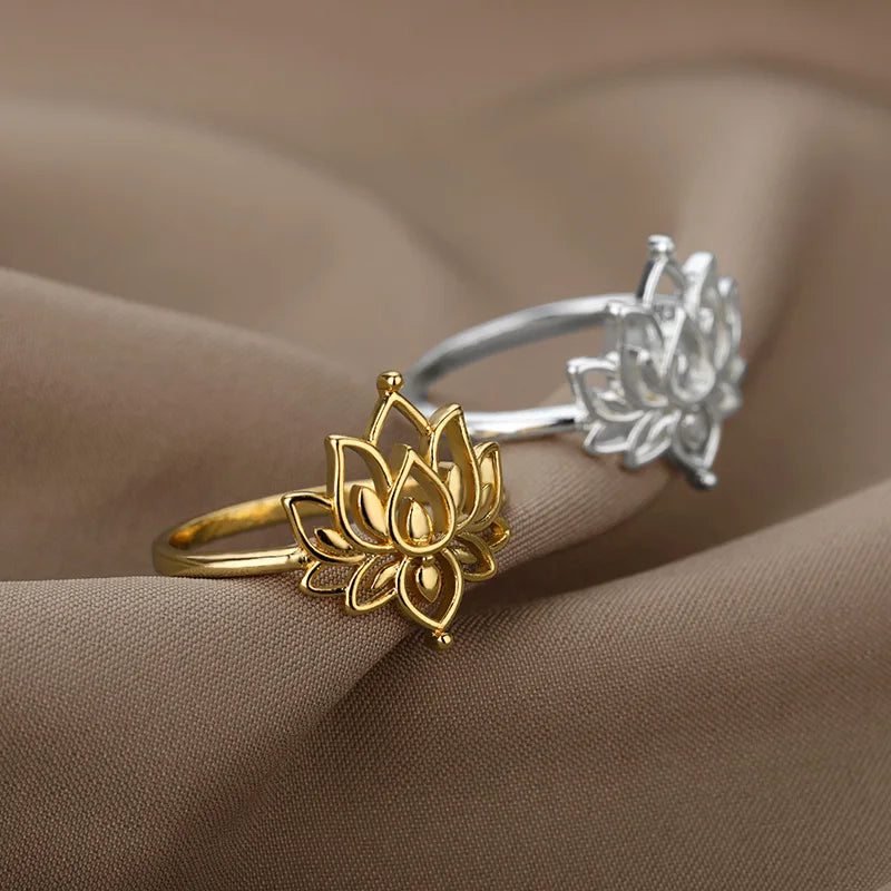 Lotus Flower Ring - Stainless Steel Romantic Jewelry