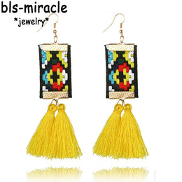 Ethnic Square Earrings - Zinc Alloy Statement Drop Jewelry