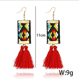Ethnic Square Earrings - Zinc Alloy Statement Drop Jewelry