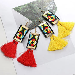 Ethnic Square Earrings - Zinc Alloy Statement Drop Jewelry