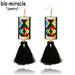 Ethnic Square Earrings - Zinc Alloy Statement Drop Jewelry