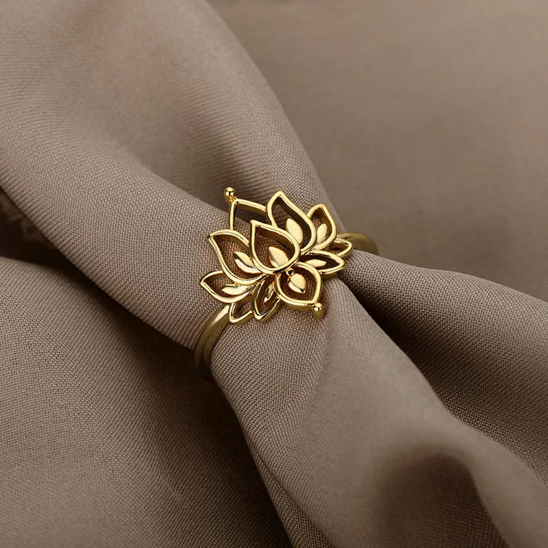 Lotus Flower Ring - Stainless Steel Romantic Jewelry