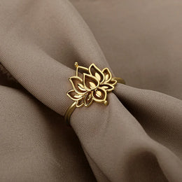 Lotus Flower Ring - Stainless Steel Romantic Jewelry