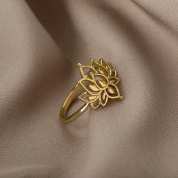 Lotus Flower Ring - Stainless Steel Romantic Jewelry